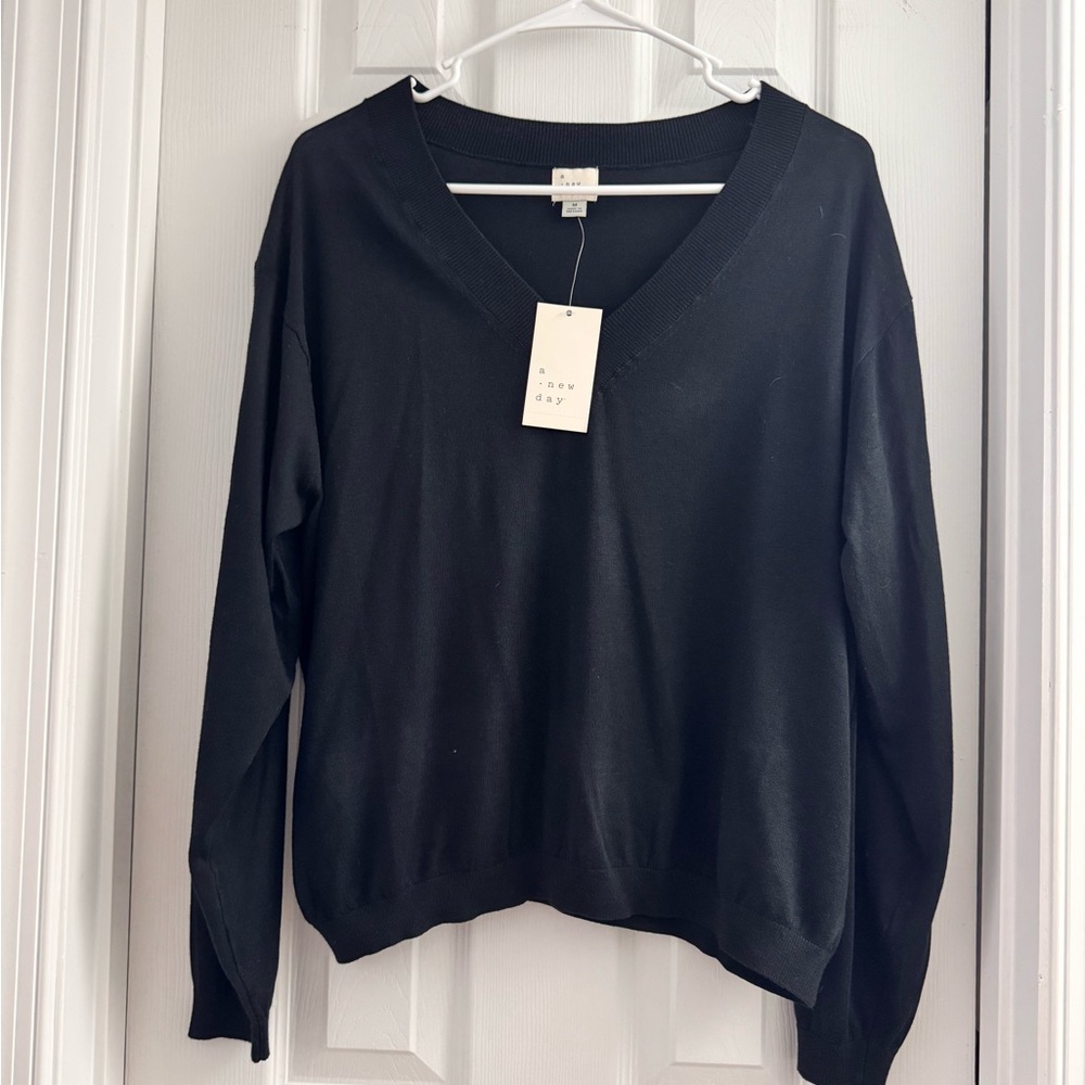 a new day Black V-Neck Knit Sweater